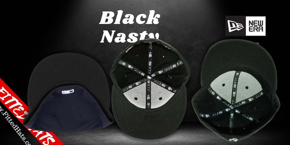 Black Nasty Fitted Hats, Black Under Brim
