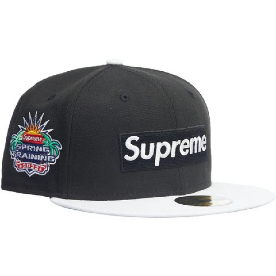 Supreme x New Era Spring Training outlet Black White Fitted Hat