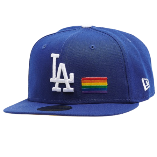 New Era Los Angeles Dodgers Pride Flag Patch 59FIFTY FITTED Hat LGBTQ Size  7 1/8