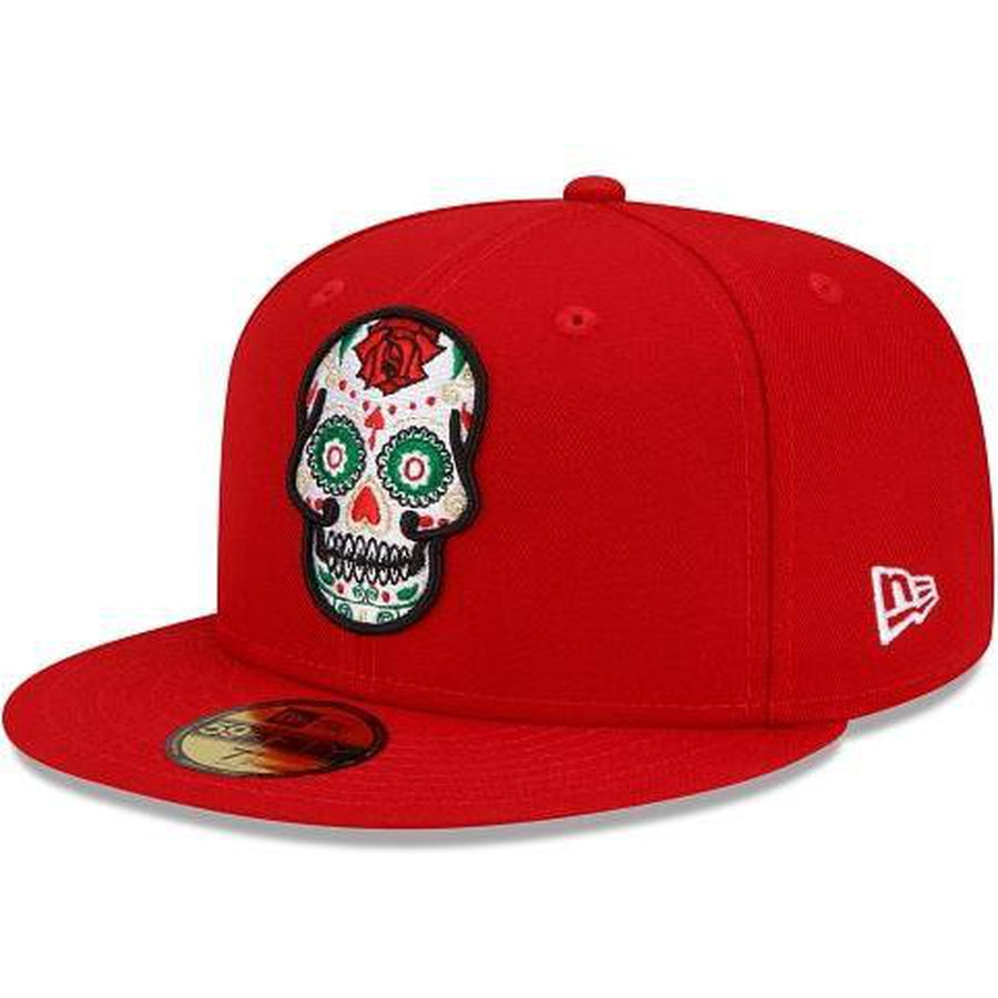 Day of The Dead Pink Sugar Skull 59FIFTY Fitted Hat, White - Size: 7, by New Era