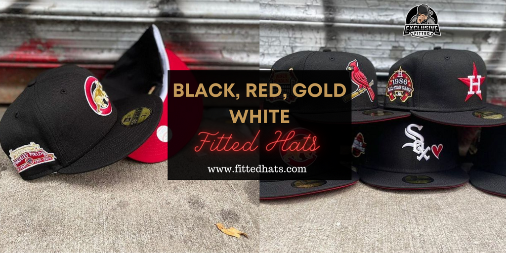 Black Gold Red White Fitted Hat