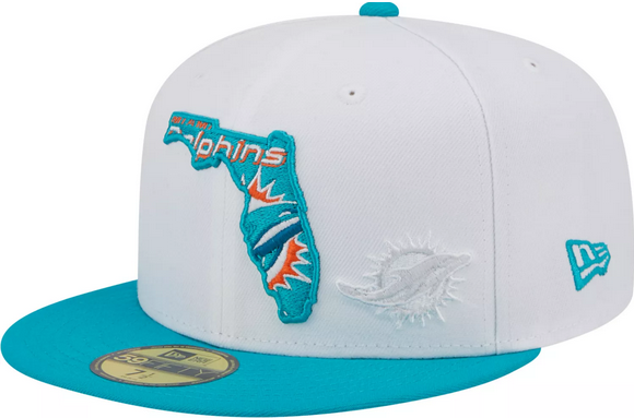 New Era Miami Dolphins White State 2023 59FIFTY Fitted Hat