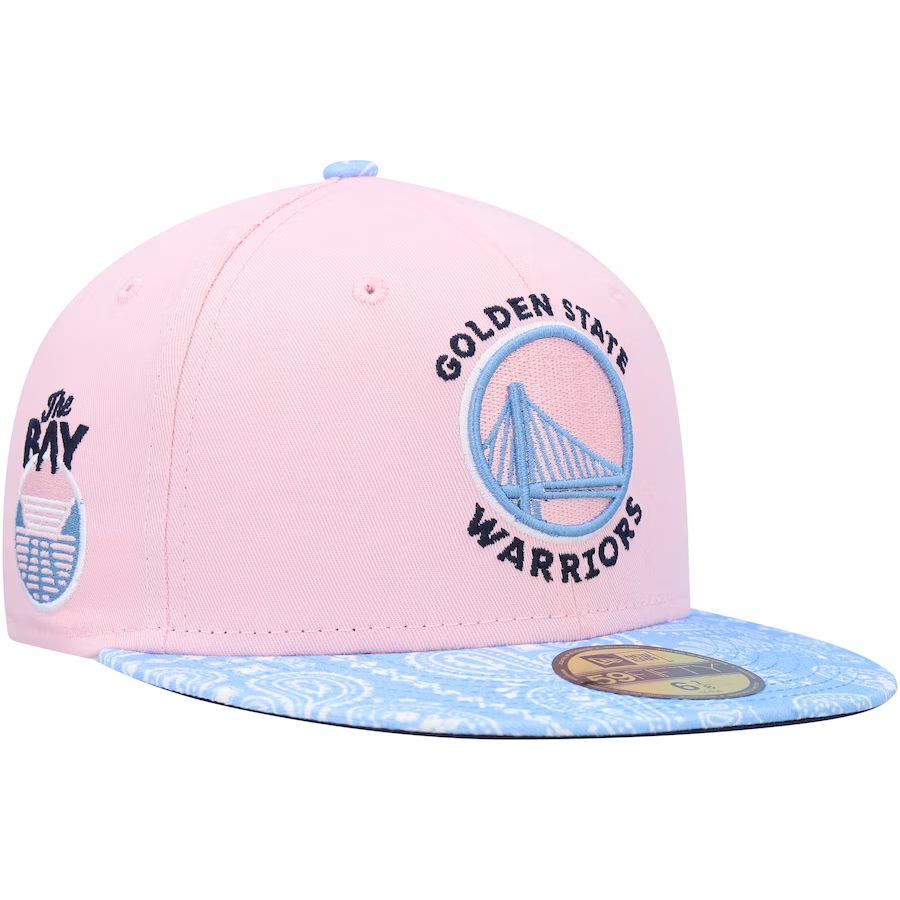 New Era Golden State Warriors Pink/Light Blue Paisley Visor 59FIFTY Fi