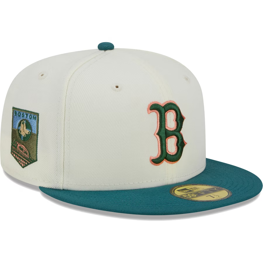 Boston Red Sox ST PATS FLOCKING PINWHEEL White-Kelly Fitted Hat