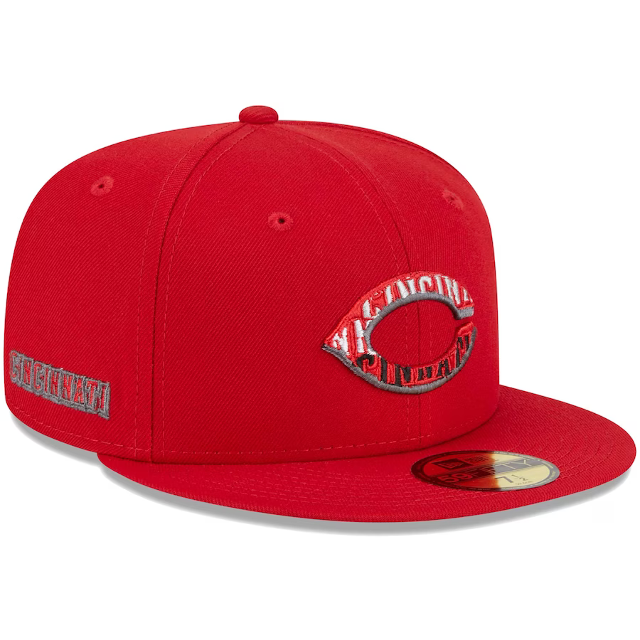 New Era 59Fifty Cincinnati Reds Road Authentic Collection On Field Fitted  Hat Red Black