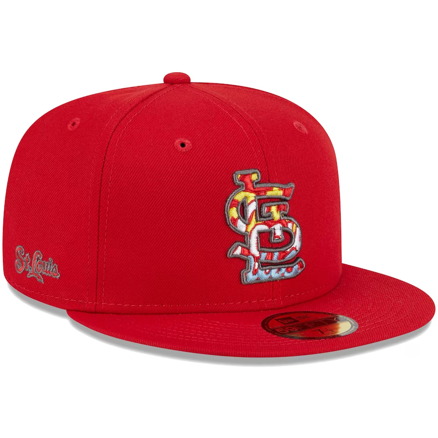 St Louis Cardinals 1966 All Star Game New Era 59FIFTY Fitted Hat (GITD Chrome White Black Red Under BRIM) 7 3/4