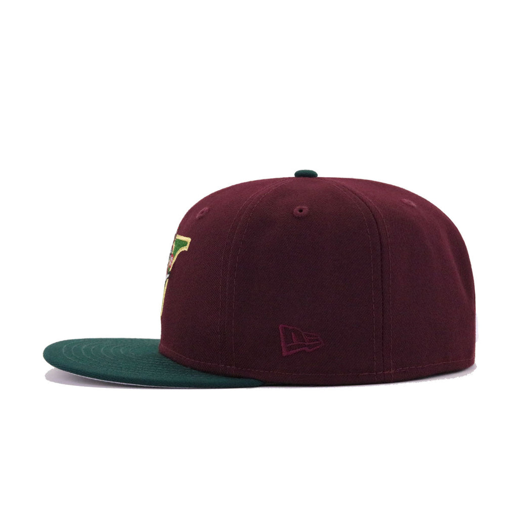 New Era Visalia Oaks Maroon Dark Green 59FIFTY Fitted Hat