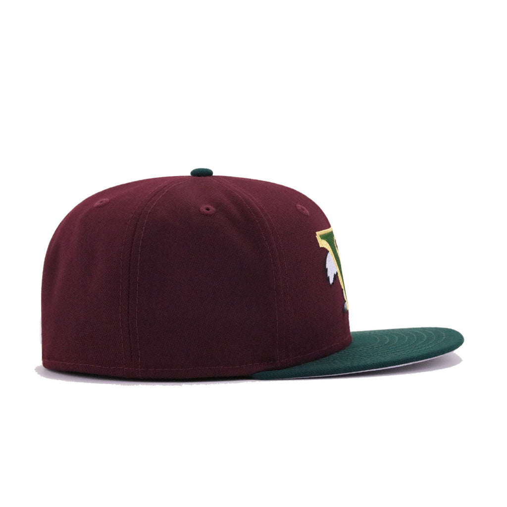 New Era Visalia Oaks Maroon Dark Green 59FIFTY Fitted Hat