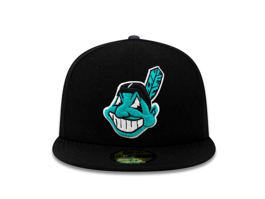 New Era Cleveland Indians Black/Teal Chief Wahoo 59FIFTY Fitted Hat