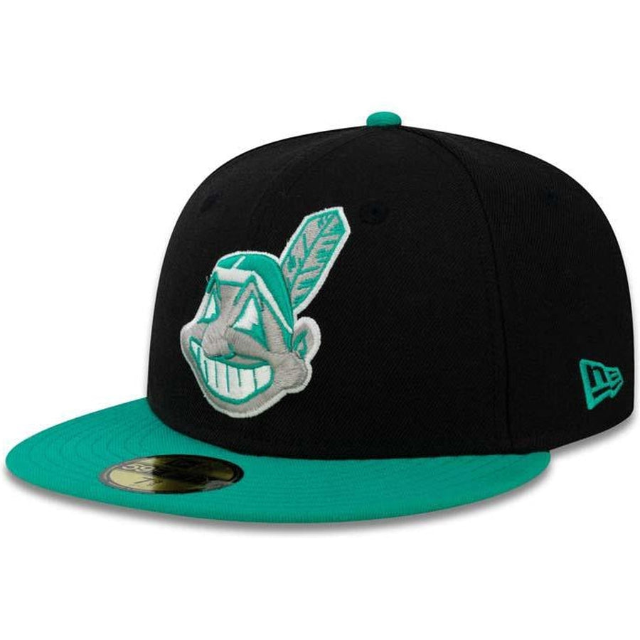 New Era Cleveland Indians Black/Teal Chief Wahoo 59FIFTY Fitted Hat