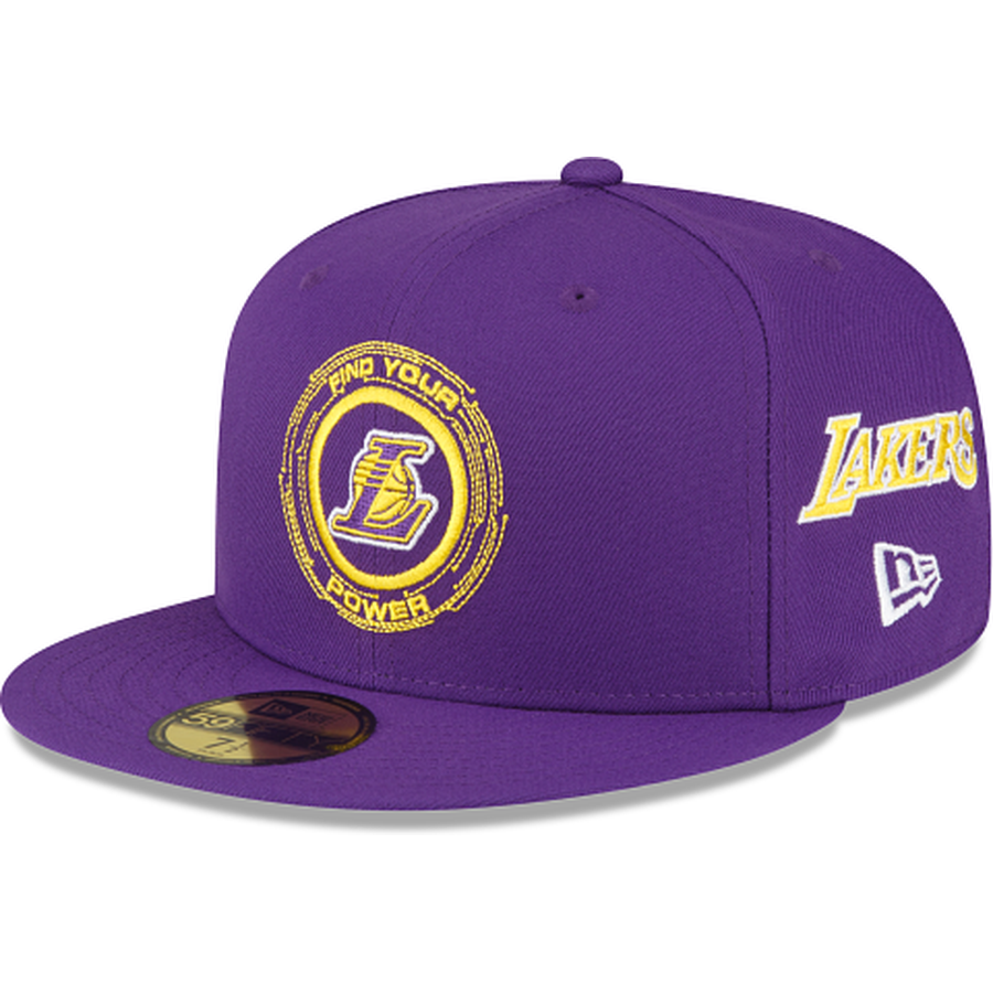 Los Angeles Lakers New Era Team Leather 59FIFTY Fitted Hat - Black