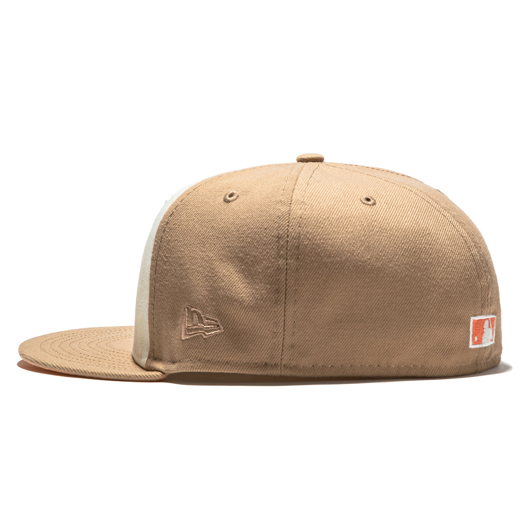 New Era Atlanta Braves Sugar Shack 2.0 30th Anniversary Patch Rail Hat Club Exclusive 59FIFTY Fitted Hat White/Tan/Peach