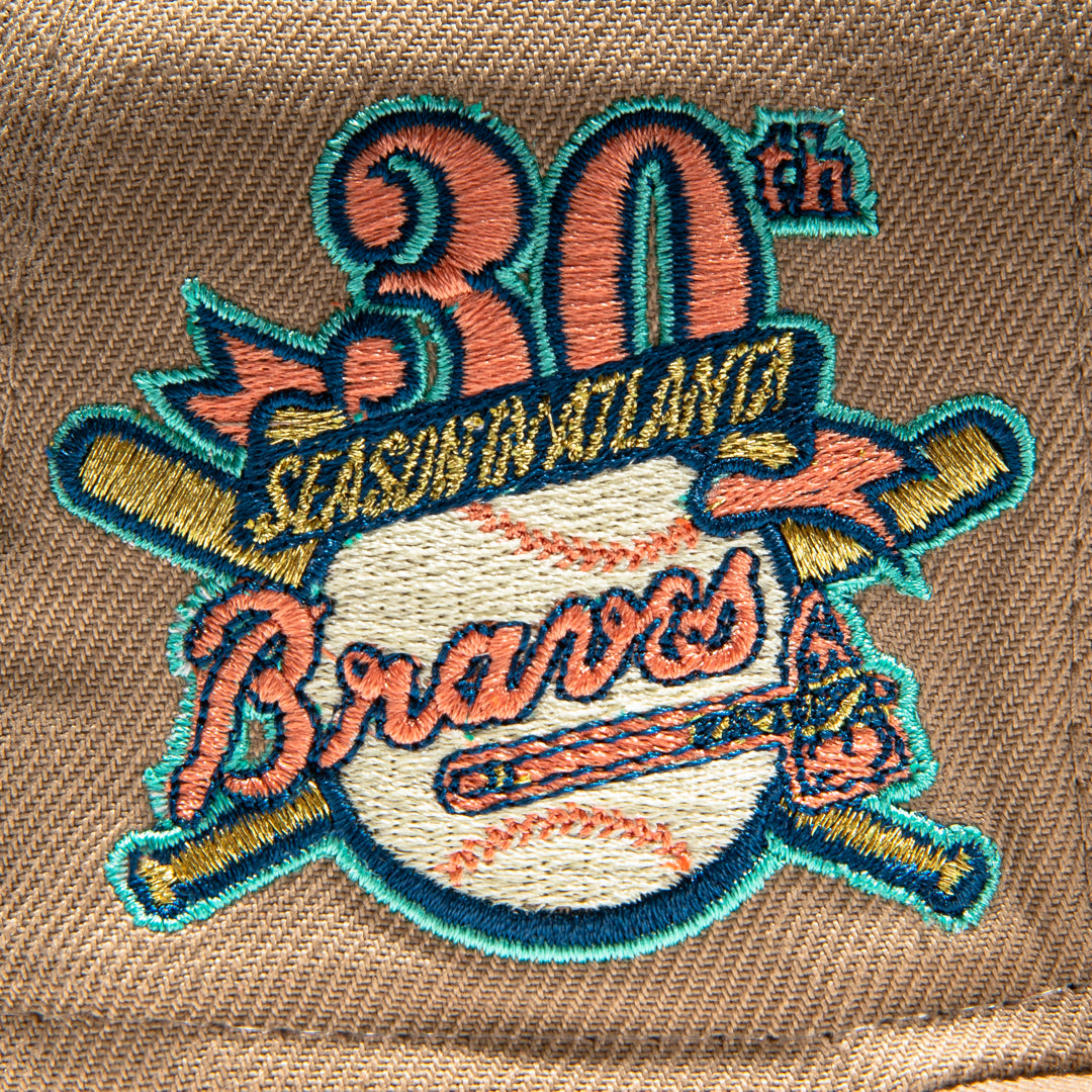 New Era Atlanta Braves Sugar Shack 2.0 30th Anniversary Patch Rail Hat Club Exclusive 59FIFTY Fitted Hat White/Tan/Peach