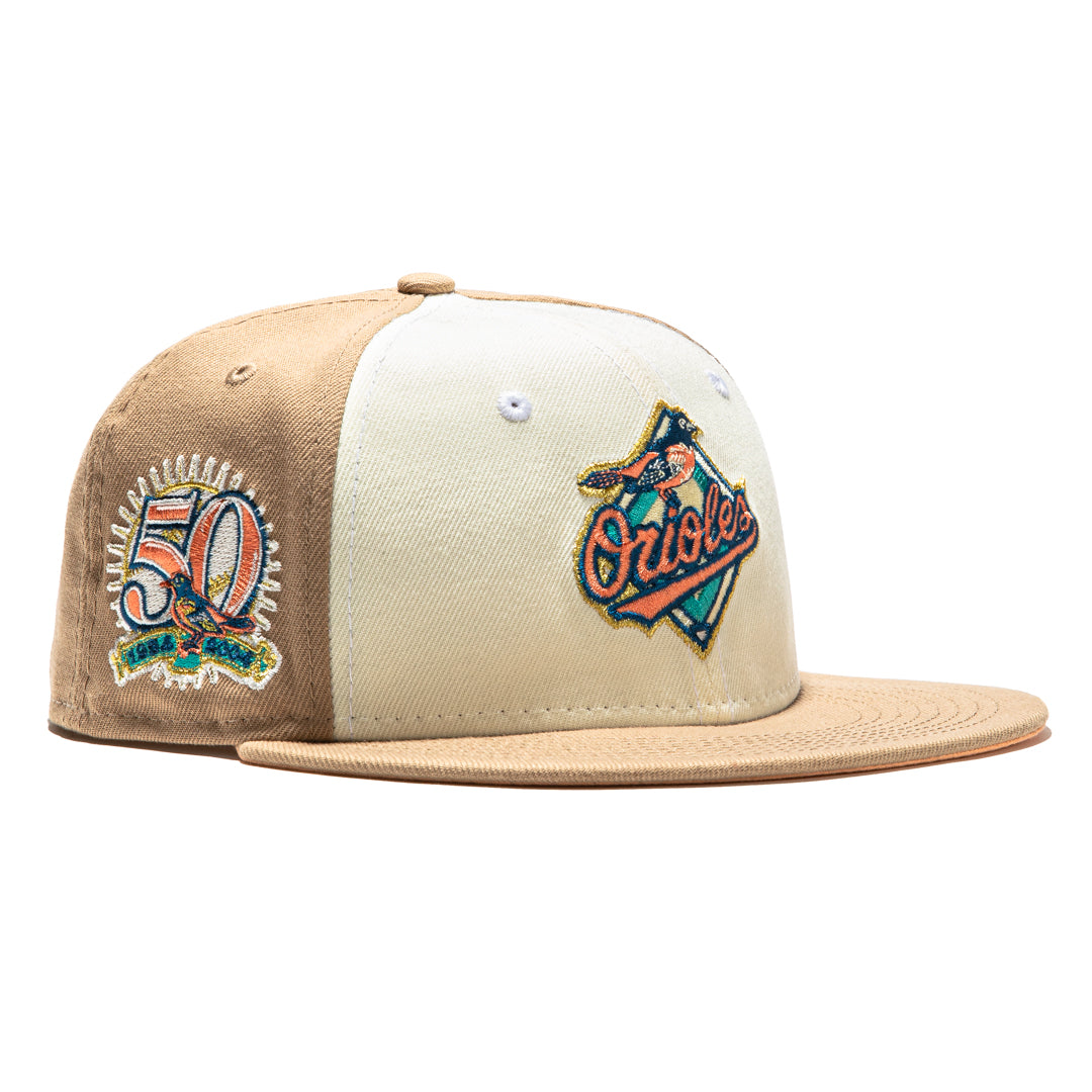 New Era New York Mets Sugar Shack 2.0 50th Anniversary Patch Rail Hat Club Exclusive 59FIFTY Fitted Hat White/Tan/Peach