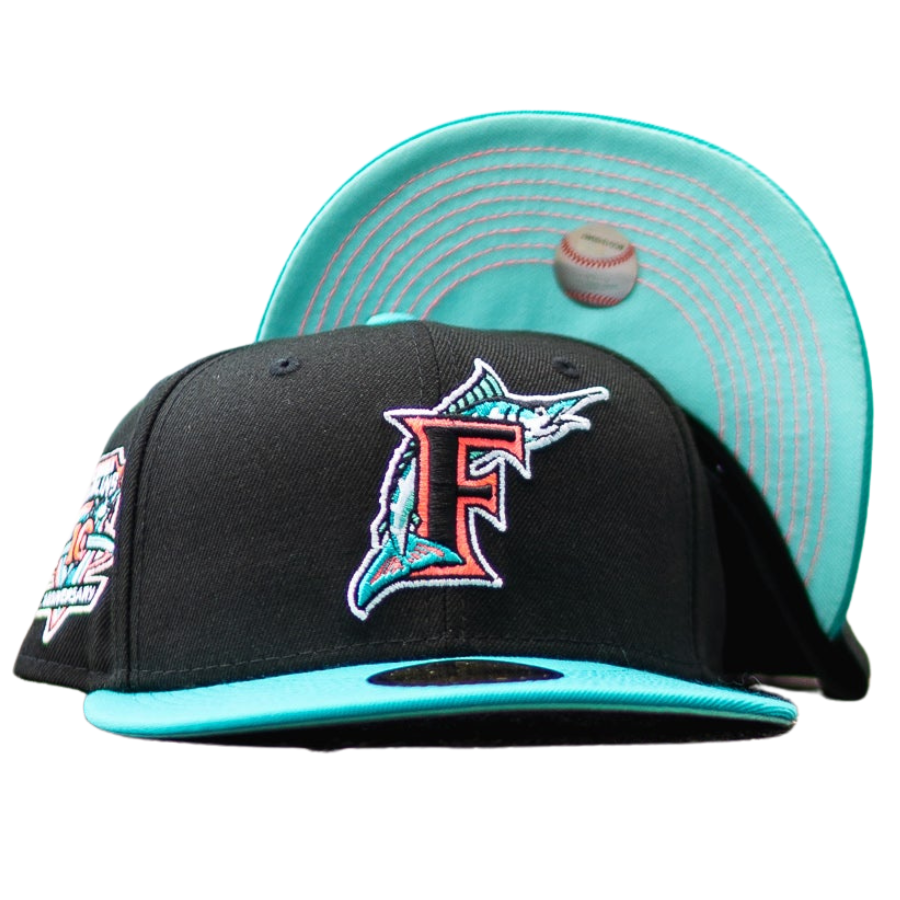 New Era Florida Marlins Black/Teal 10th Anniversary Mint UV 59FIFTY Fitted Hat