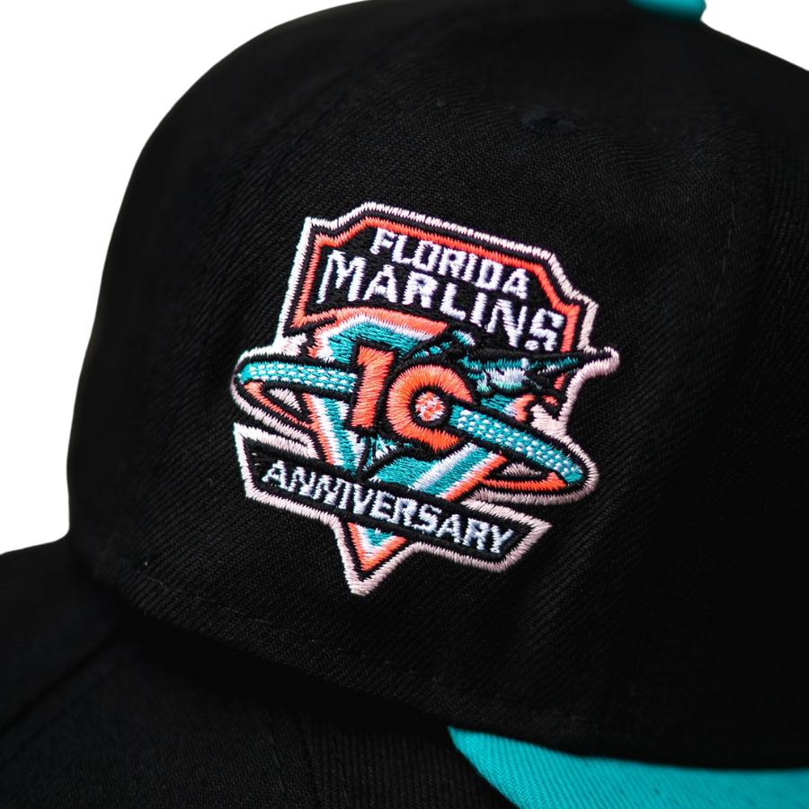 New Era Florida Marlins Black/Teal 10th Anniversary Mint UV 59FIFTY Fitted Hat