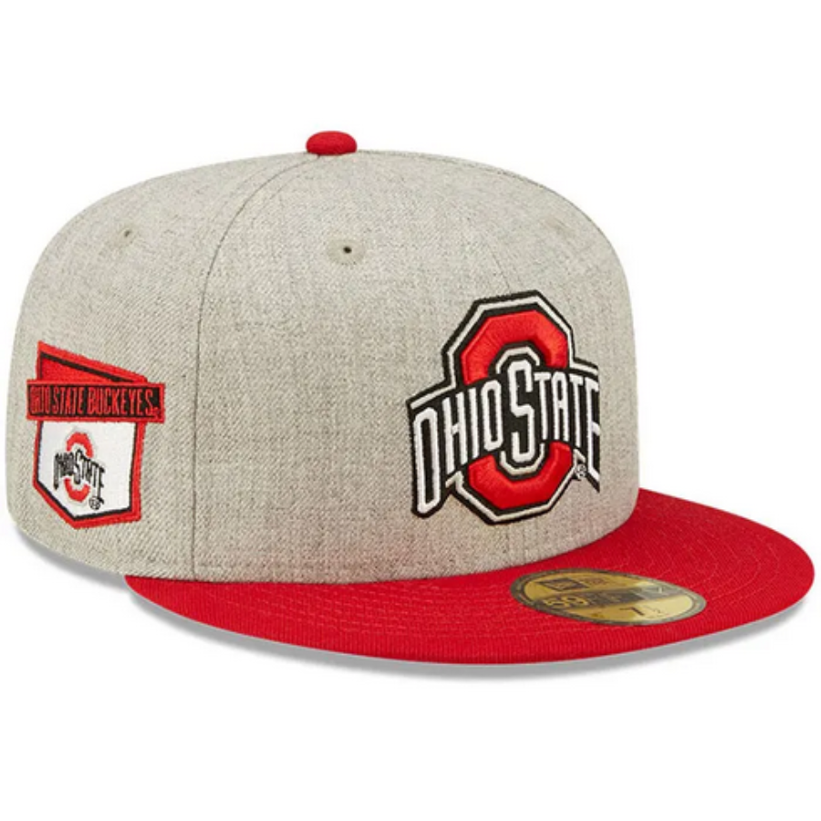 New Era Men's New Era Heather Gray/Red Louisville Cardinals Patch 59FIFTY  Fitted Hat