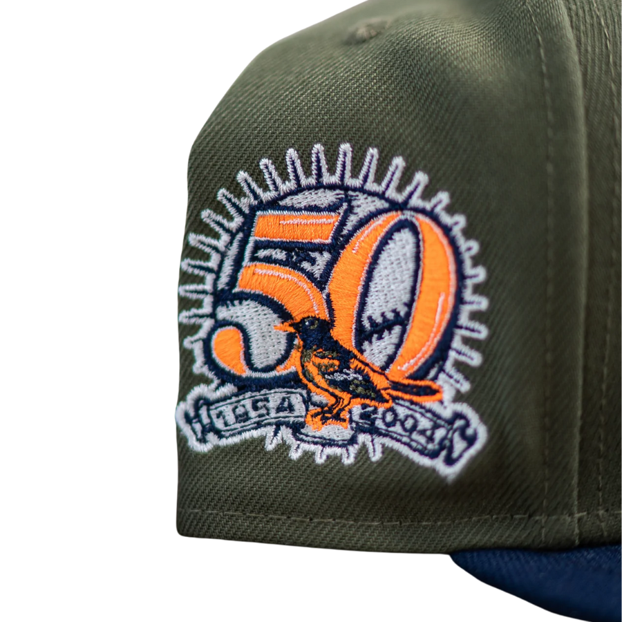 New Era Baltimore Orioles Olive/Navy 50th Anniversary Rust UV 59FIFTY Fitted Hat