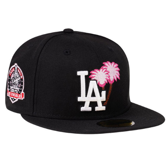 Palm Tree #LosAngelesDodgers 60th Anniversary 59Fifty Fitted #NewEraCap in  Black & #PinkUV #ECAPCITY