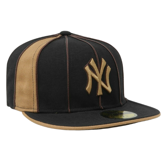 New Era New York Yankees Pin Stripe Black & Wheat 59FIFTY Fitted Hat