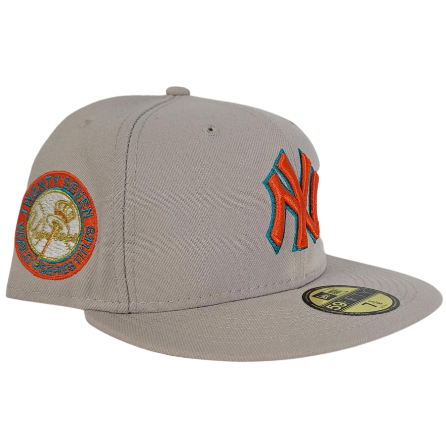 New Era New York Yankees Cream 27 World Series Champions Orange Undervisor 59FIFTY Fitted Hat