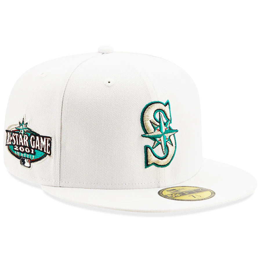 New Era White Seattle Mariners 2001 MLB All-Star Game Patch Undervisor 59FIFTY Fitted Hat