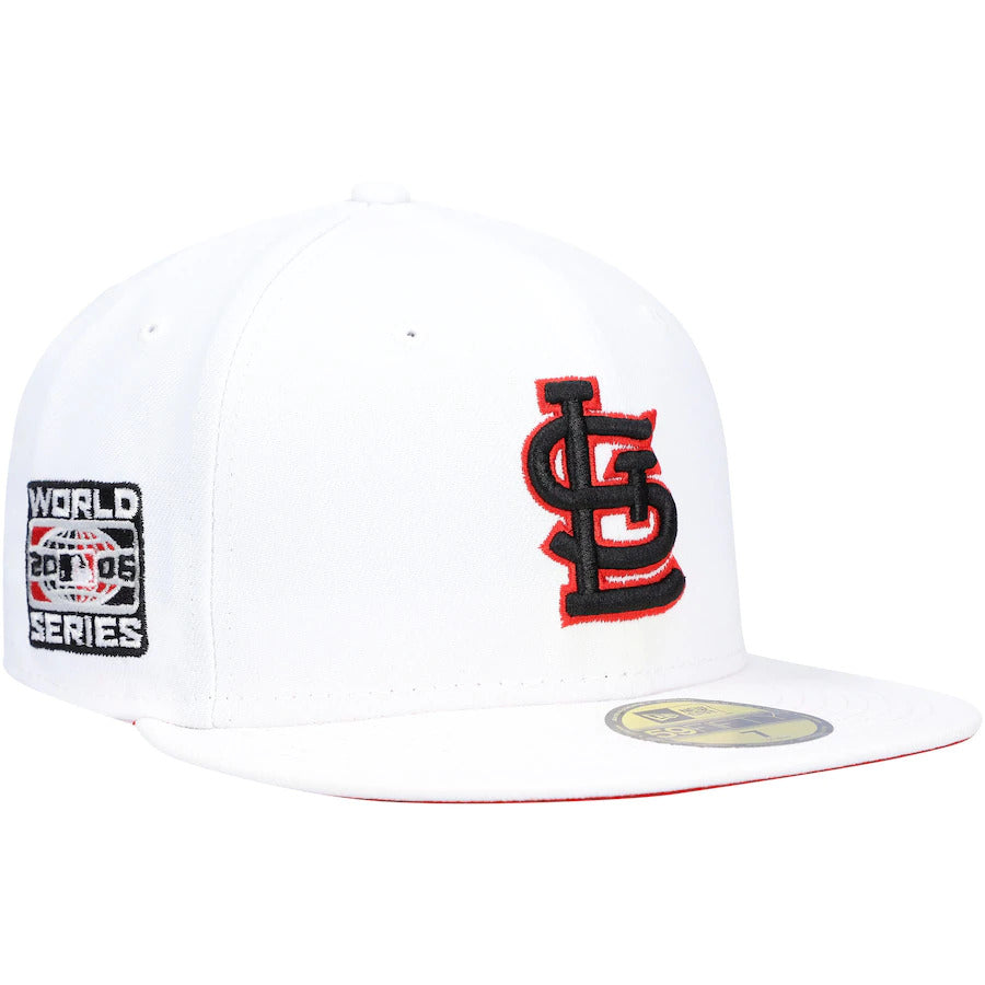 New Era White St. Louis Cardinals 2006 World Series Patch Red Undervisor 59FIFTY Fitted Hat