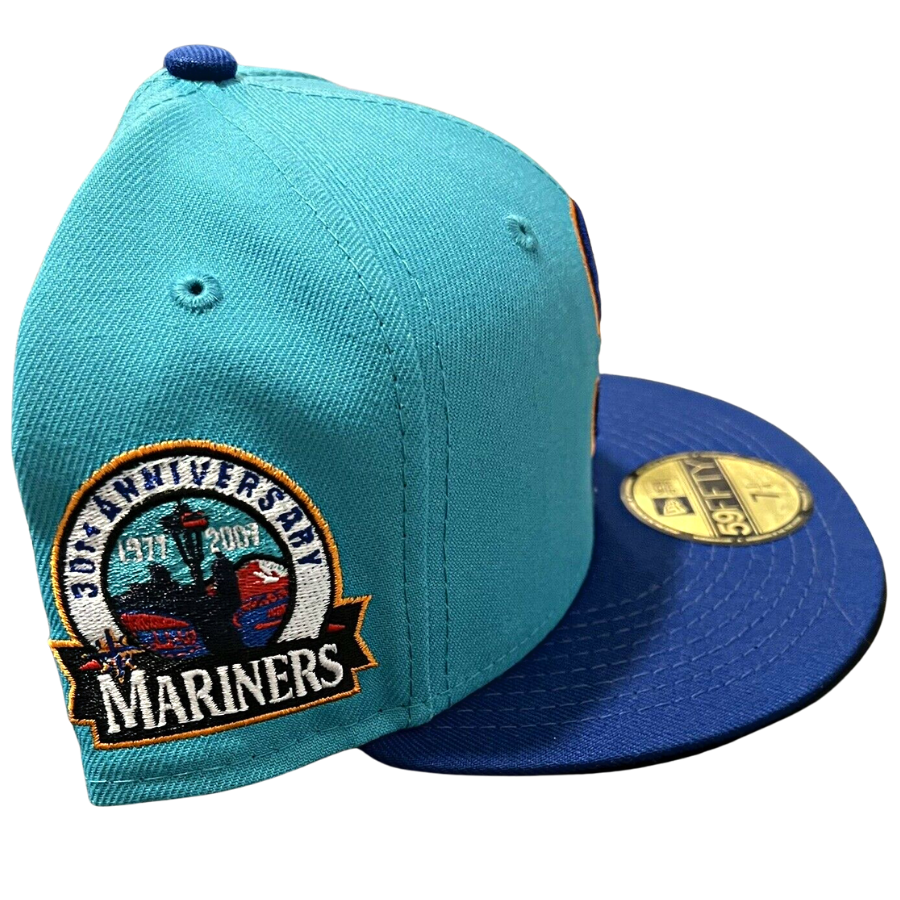 New Era Seattle Mariners Teal 30th Anniversary Tangerine Undrvisor 59FIFTY Fitted Hat