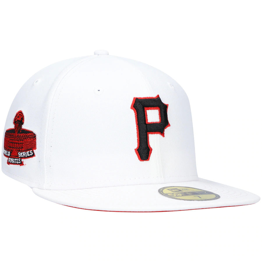 New Era White Pittsburgh Pirates 1971 World Series Patch Red Undervisor 59FIFTY Fitted Hat