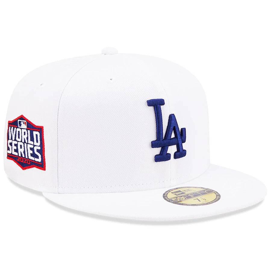 New Era White Los Angeles Dodgers 2020 World Series Patch Undervisor 59FIFTY Fitted Hat