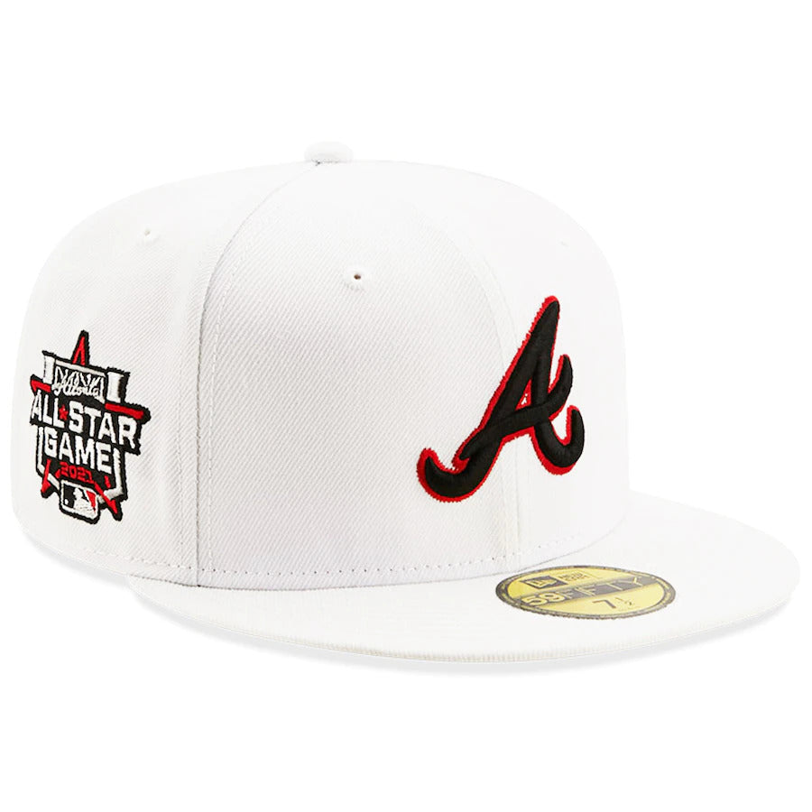 New Era White Atlanta Braves 2021 MLB All-Star Game Patch Red Undervisor 59FIFTY Fitted Hat