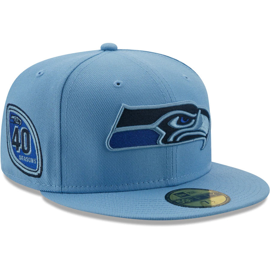 New Era Seattle Seahawks Light Blue 40 Seasons The Pastels 59FIFTY Fitted Hat