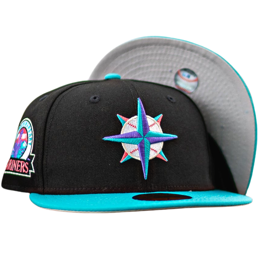 New Era Seattle Mariners Black/Teal 30th Anniversary Good Grey UV 59FIFTY Fitted Hat