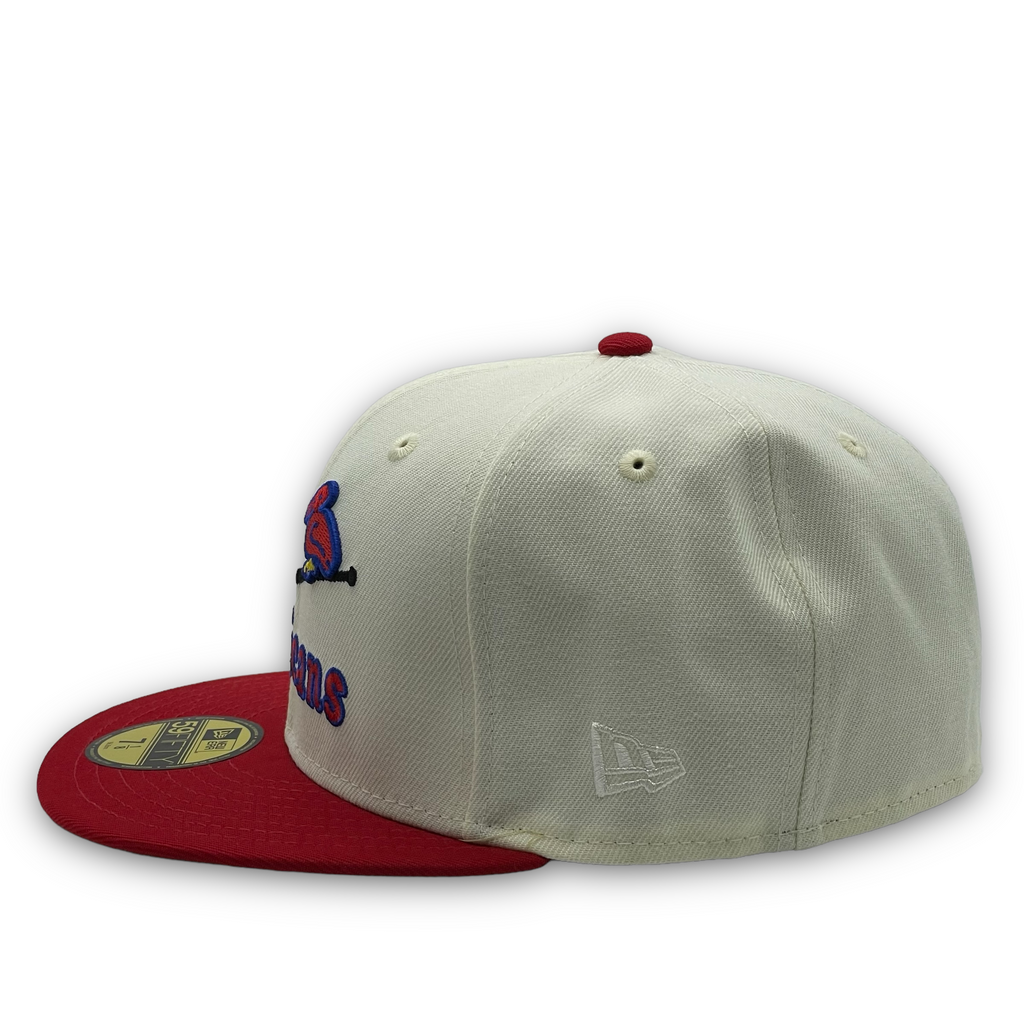 New Era New Orleans Pelicans 1942 Jersey Front Chrome/Red 59FIFTY Fitted Hat