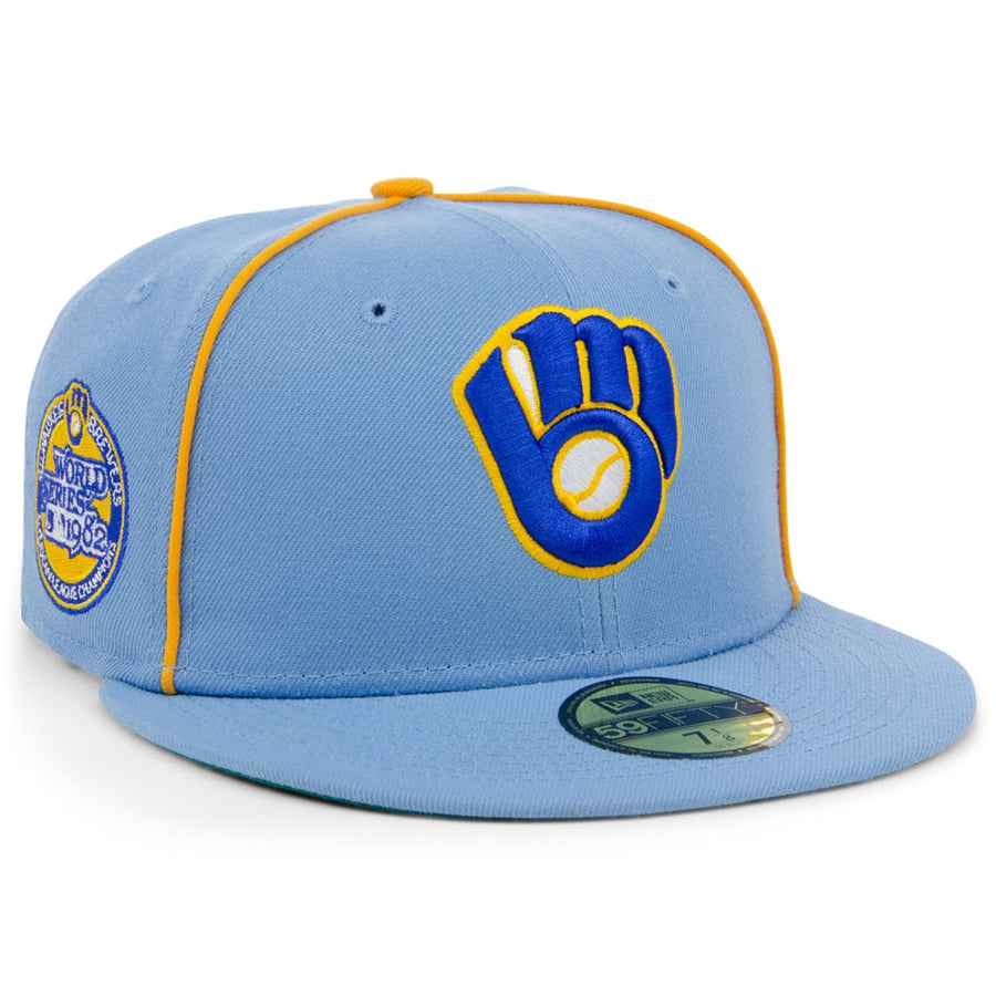 New Era x Lids HD  Milwaukee Brewers Powder Blue Pipe 2022 59FIFTY Fitted Cap