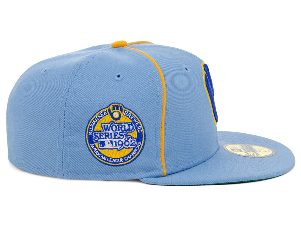 New Era x Lids HD  Milwaukee Brewers Powder Blue Pipe 2022 59FIFTY Fitted Cap