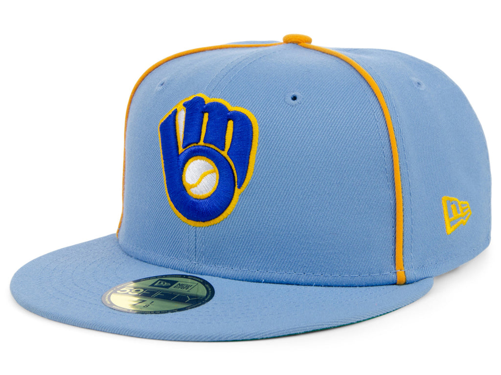 New Era x Lids HD  Milwaukee Brewers Powder Blue Pipe 2022 59FIFTY Fitted Cap