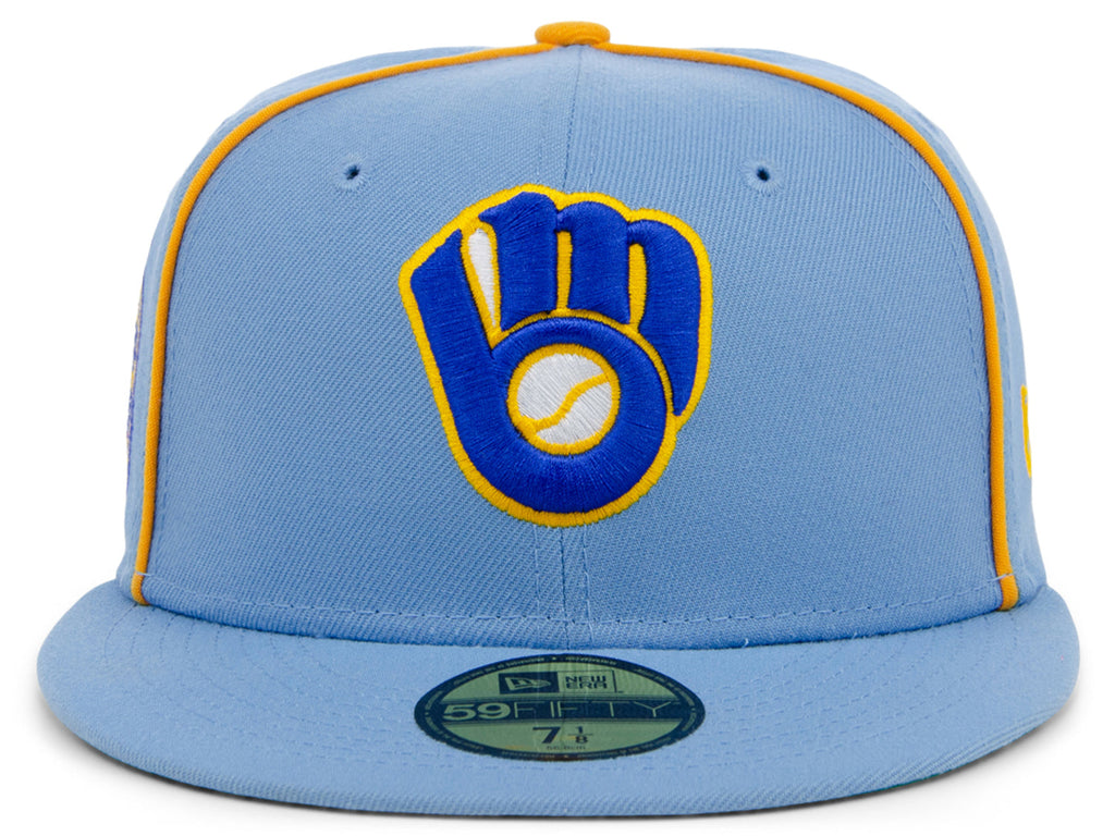 New Era x Lids HD  Milwaukee Brewers Powder Blue Pipe 2022 59FIFTY Fitted Cap