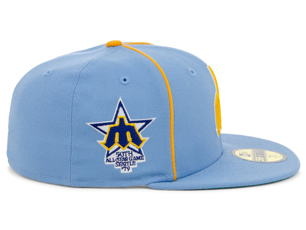 New Era x Lids HD  Seattle Mariners Powder Blue Pipe 2022 59FIFTY Fitted Cap