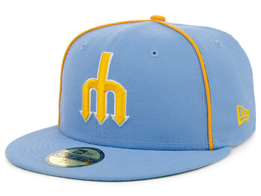 New Era x Lids HD  Seattle Mariners Powder Blue Pipe 2022 59FIFTY Fitted Cap