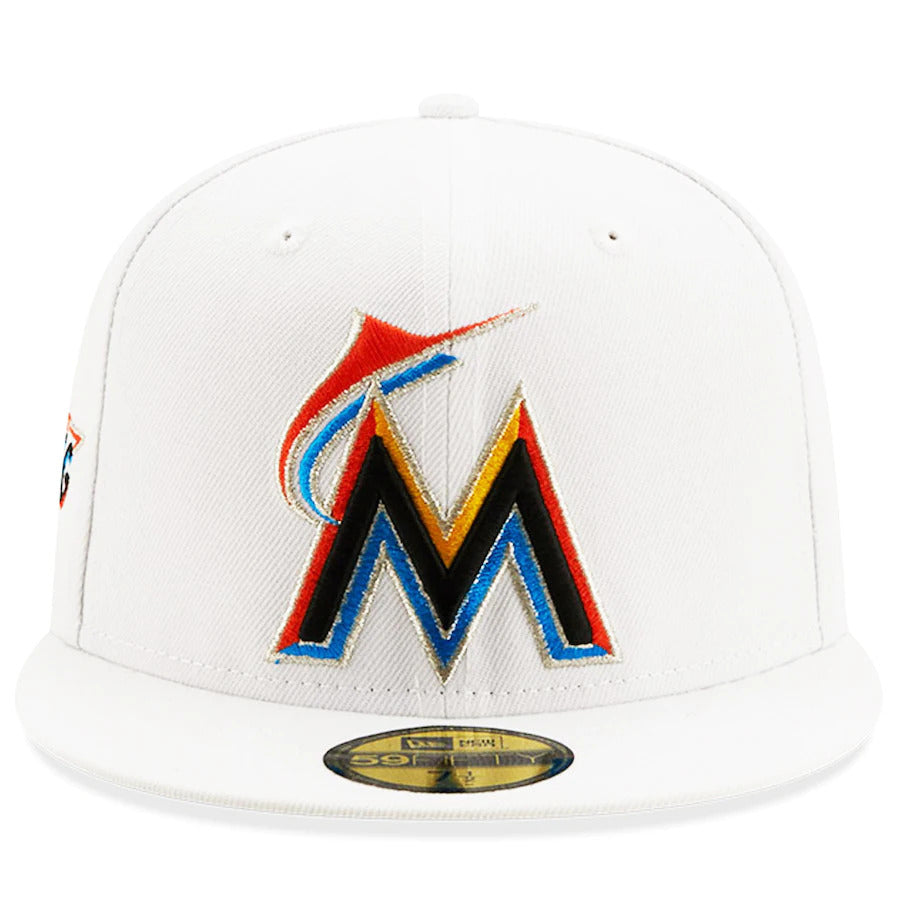 New Era White Miami Marlins 2017 MLB All-Star Game Patch Undervisor 59FIFTY Fitted Hat