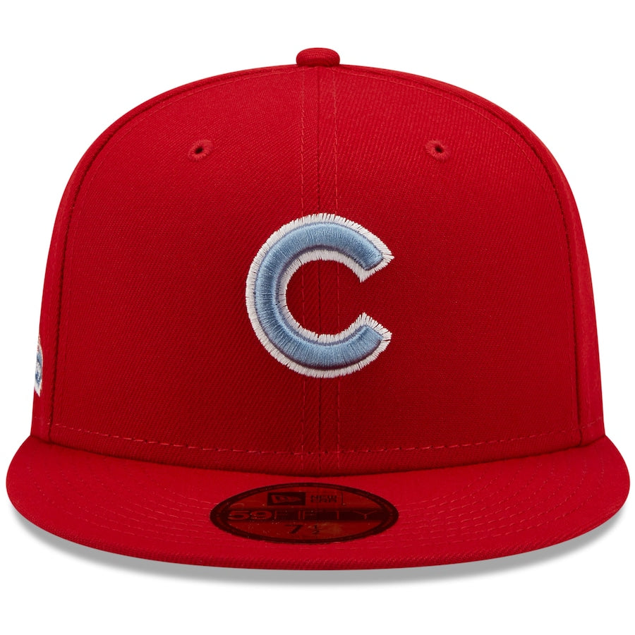 New Era Chicago Cubs Scarlet Red 100 Years at Wrigley Field Blue Undervisor Team 59FIFTY Fitted Hat