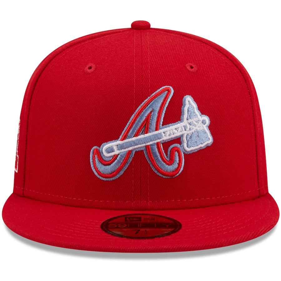 New Era Atlanta Braves Scarlet Red 2016 Final Season at Turner Field Blue Undervisor 59FIFTY Fitted Hat