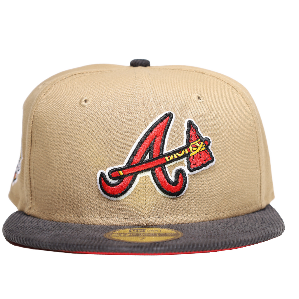 New Era Atlanta Braves Tan/Red/Black Corduroy Visor 1999 World Series 59FIFTY Fitted Hat