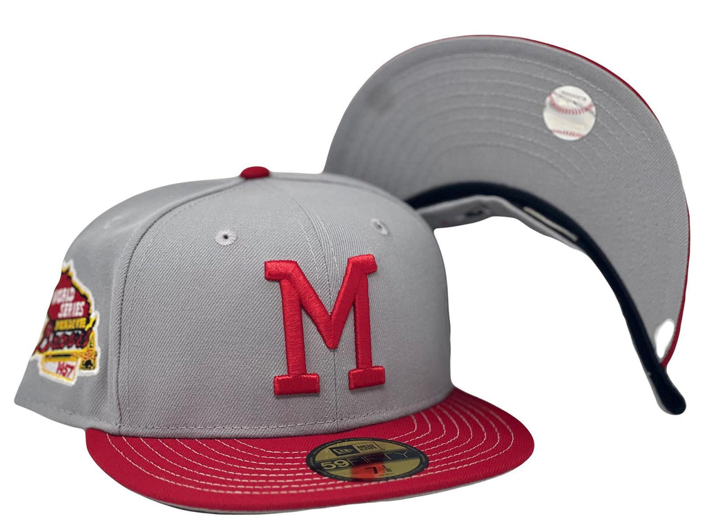 New Era Milwaukee Braves 1957 World Series Gray/Burgundy 59FIFTY Fitted Hat