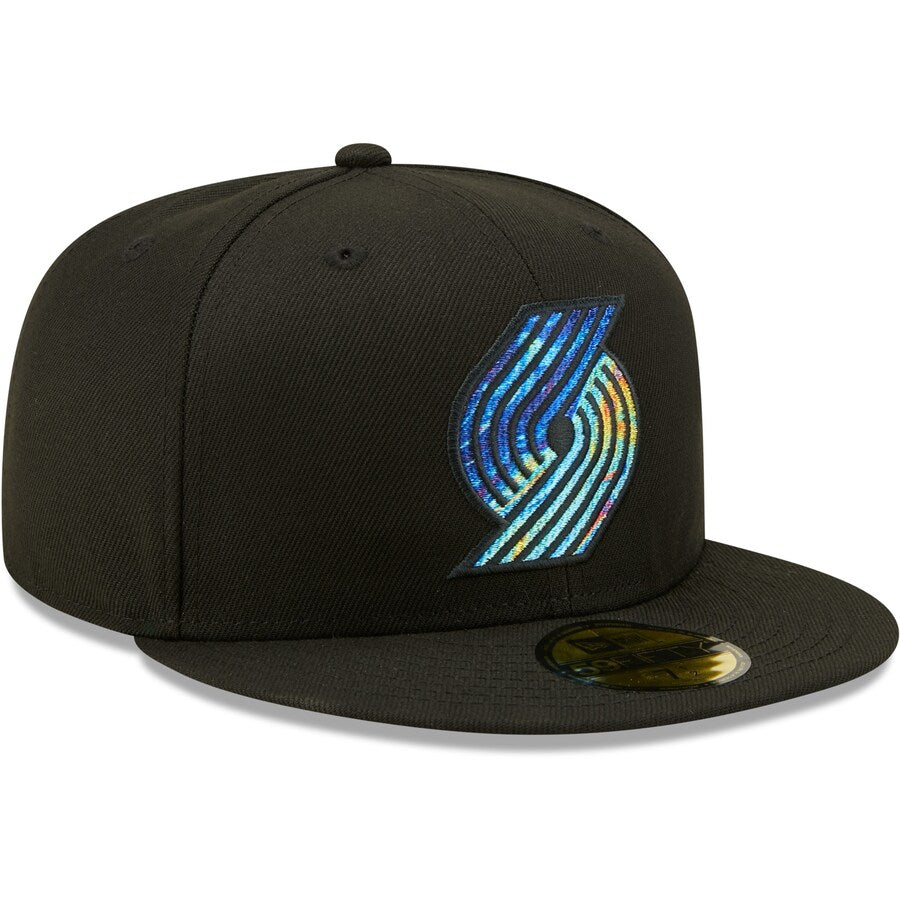 New Era Portland Trail Blazers Black Oil Dye 59FIFTY Fitted Hat