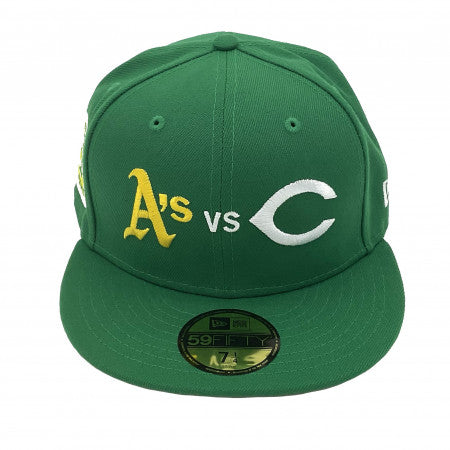 New Era Oakland Athletics vs Cincinnati Reds Green/Yellow 59FIFTY Fitted Hat