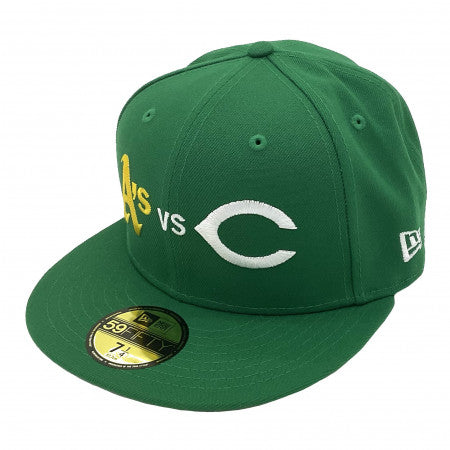 New Era Oakland Athletics vs Cincinnati Reds Green/Yellow 59FIFTY Fitted Hat