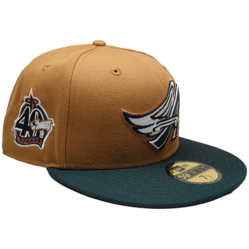 New Era Anaheim Angels Wheat/Pine Green 50th Anniversary 59FIFTY Fitted Hat