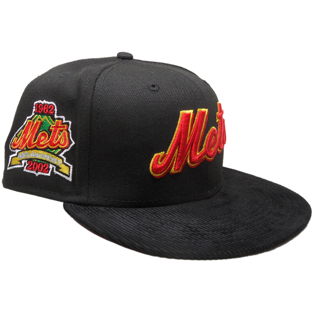 New Era New York Mets Black/Red Corduroy Visor 40th Anniversary 59FIFTY Fitted Hat